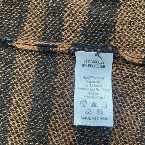 Marie Oliver Cardigan Sweater Women Medium Black Brown Animal Print Pockets Long - Picture 8 of 10